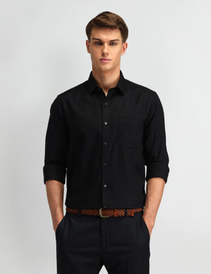 ARROW Men Self Design Formal Black Shirt