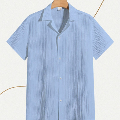 Look Trendy Men Self Design Casual Light Blue Shirt