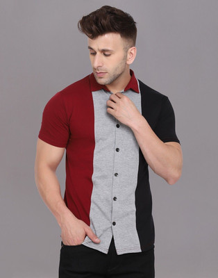 GEUM Men Solid Casual Gold Shirt