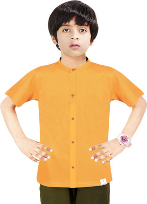 Paper Crane Boys Solid Casual Yellow Shirt