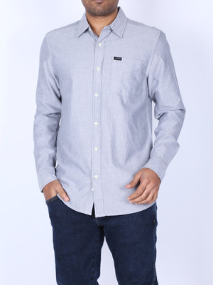 Wrangler Men Solid Casual Grey Shirt