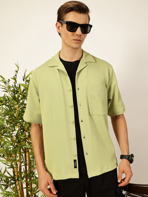 THOMAS SCOTT Men Solid Casual Green Shirt