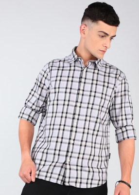 FLYING MACHINE Men Checkered Casual Purple Shirt