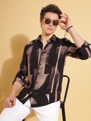 HERE&NOW Men Printed Casual Black Shirt