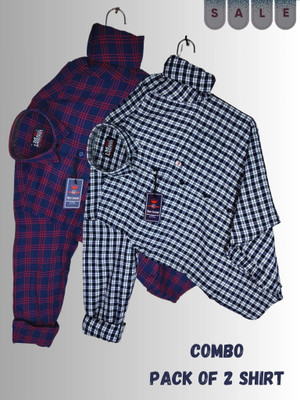VK WINTER WEAR Men Checkered Casual Multicolor Shirt(Pack of 2)