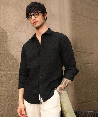 CAMPUS SUTRA Men Solid Casual Black Shirt