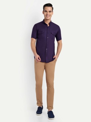 Valveera Men Solid Casual Purple Shirt