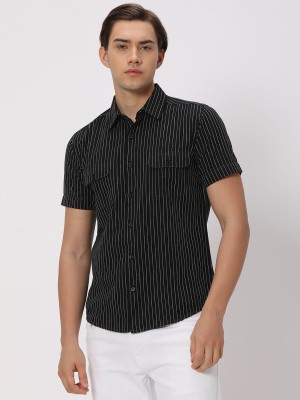 MUFTI Men Striped Casual Black, White Shirt