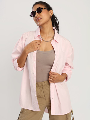 Bene Kleed Women Solid Casual Pink Shirt