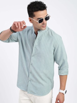 Showoff Men Striped Casual Blue Shirt