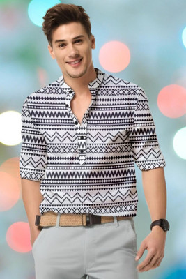 Vilantra Fashion Men Striped Casual Black Shirt