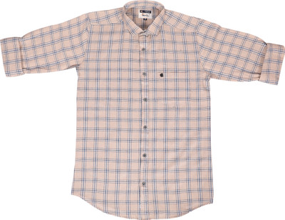 SKY PEARL Men Checkered Casual Cream Shirt