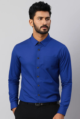 RAREMARK Men Solid Formal Dark Blue Shirt