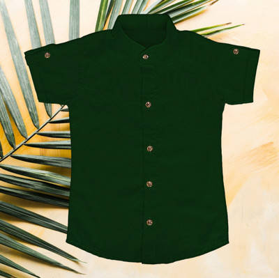 Riya Fashion Boys Solid Casual Dark Green Shirt