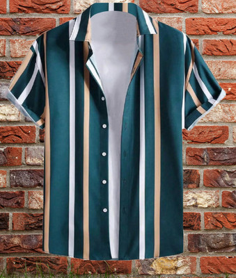 Radha Krishna Fashion Men Striped Casual Blue Shirt