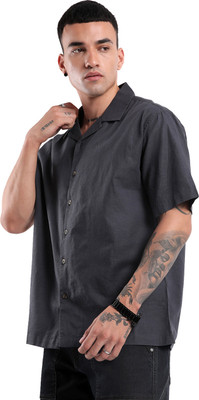 WROGN Men Solid Casual Grey Shirt