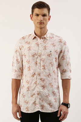 PETER ENGLAND Men Printed Casual Brown, White Shirt