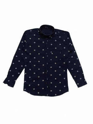 THE TINGGE Boys Printed Casual Blue Shirt