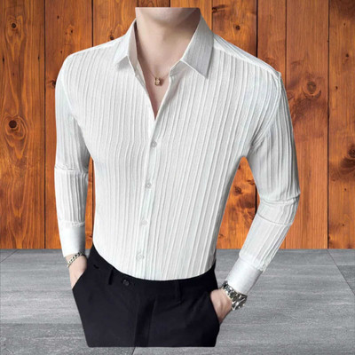 SHIVAY TRENDS Men Self Design, Solid Casual White Shirt