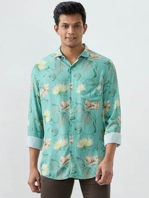 Spykar Men Printed Casual Green Shirt