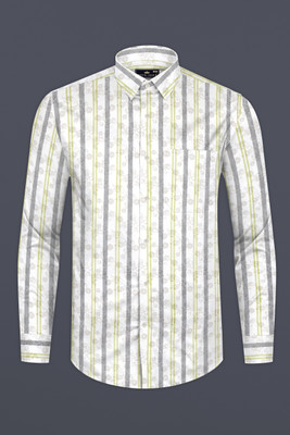 french crown Men Checkered Casual White, Grey, Light Green Shirt