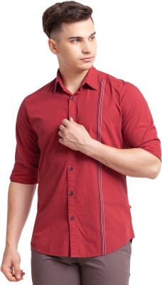 PARX Men Striped Casual Red Shirt