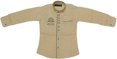 pankhu Boys Embroidered Casual Beige Shirt