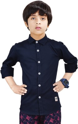 MADE IN THE SHADE Boys Solid Casual Dark Blue Shirt