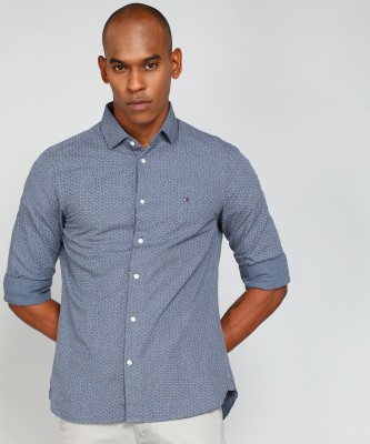 TOMMY HILFIGER Men Printed Casual Blue Shirt