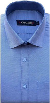 Aviators Men Solid Formal Blue Shirt