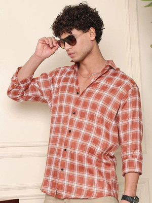 METRONAUT Men Solid Casual Orange Shirt
