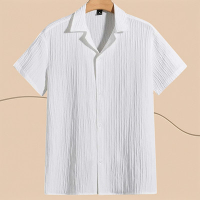 Jenil Fashion Men Self Design Casual White Shirt