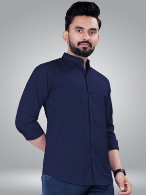 TSFASHION Men Solid Casual Blue Shirt