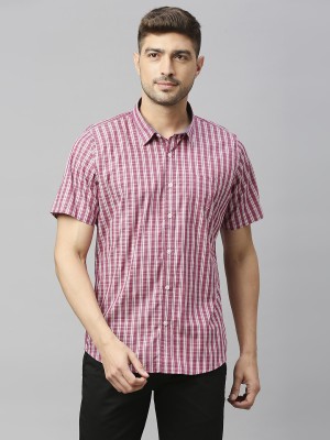 THOMAS SCOTT Men Checkered Casual Pink Shirt