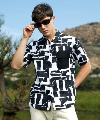 CAMPUS SUTRA Men Printed Casual Black, Grey Shirt