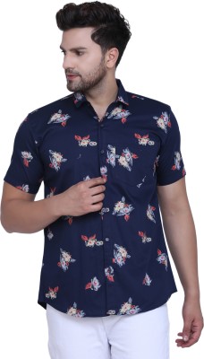 HANUMNTRA Men Printed Formal Dark Blue Shirt