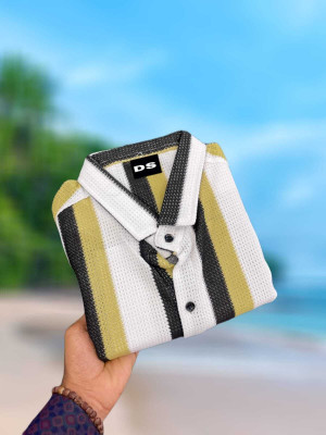 VASTRAM TREND Men Self Design Formal Yellow Shirt