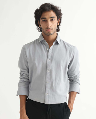 RARE RABBIT Men Solid Beach Wear Grey Shirt