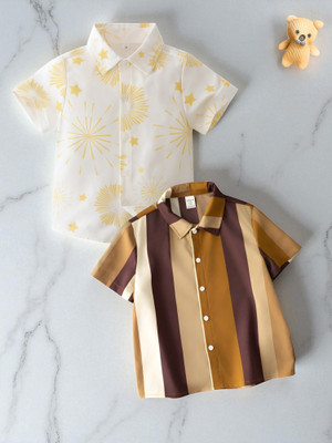 RAVYA TRENDZ Boys Printed, Striped Casual Multicolor Shirt