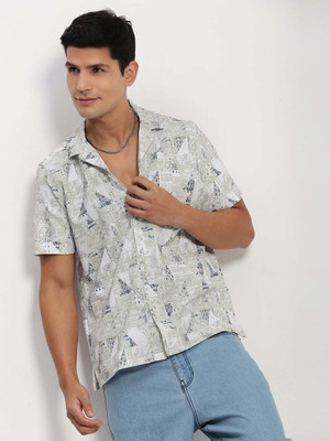 SHOWOFFFF Men Printed Casual Green Shirt