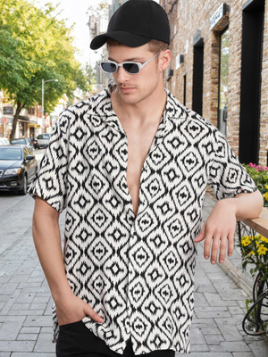 Bene Kleed Men Self Design Casual White Shirt