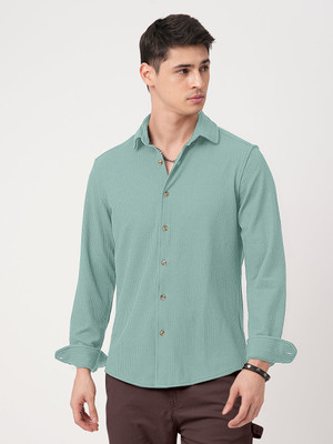 INDICLUB Men Self Design Formal Light Blue Shirt