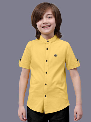 MAHITAG Boys Solid Casual Yellow Shirt