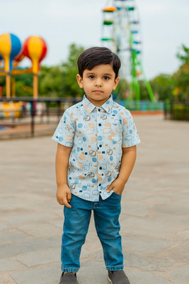 Apricot Boys Printed Casual Light Blue Shirt
