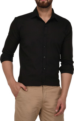 Vastra Men Solid Casual Black Shirt