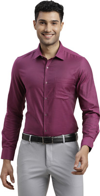 TURTLE Men Self Design Formal Purple Shirt