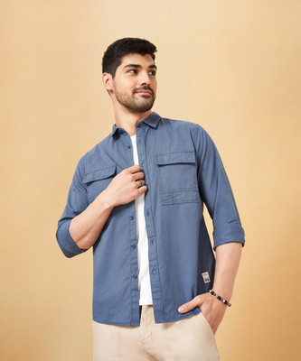 Urban Ranger by Pantaloons Men Solid Casual Blue Shirt