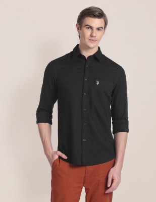 U.S. POLO ASSN. Men Solid Casual Black Shirt