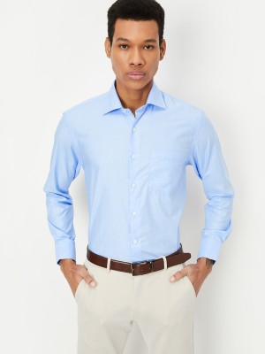 MAX Men Solid Formal Blue Shirt