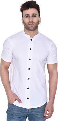 GEUM Men Solid Casual White Shirt